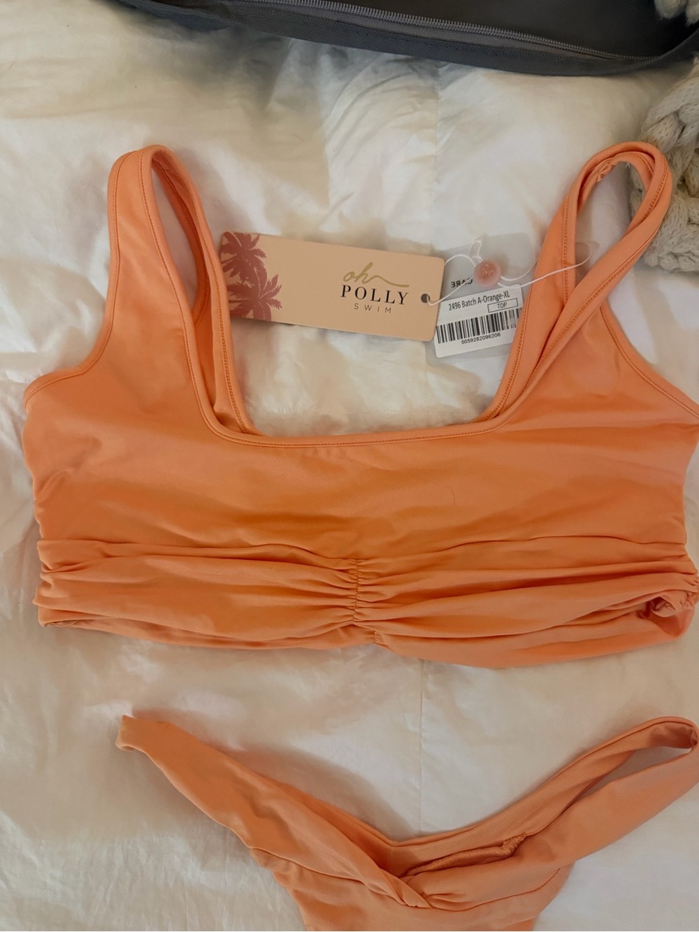 Oh Polly Peach-Orange Scoop Bikini Set